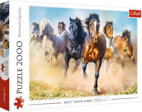 Trefl 2000 Elementi, Qualità Premium, per adulti e Bambini dai 12 anni Puzzle, Colore Mandria di cavalli al galoppo, Galloping herd of horses,