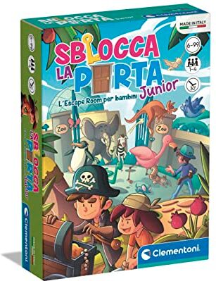 Clementoni - Sblocca La Porta Junior Tavolo Escape Room Bambini 6 Anni, Gioco di società, 1-6 Giocatori-Made in Italy, Colore,