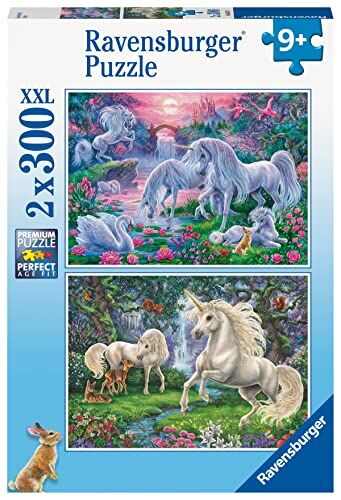 Ravensburger Puzzle, Unicorni, Esclusiva Amazon, 2 Puzzle da 300 pezzi, Puzzle per bambini, Età consigliata +9,