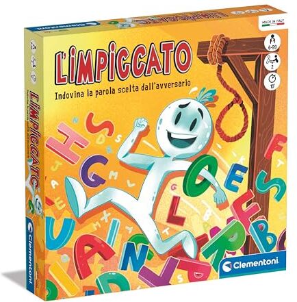 Clementoni - L'impiccato Tavolo Bambini 6 Anni, società per Famiglie, Gioco di Vocaboli, 2 Giocatori, in Italiano, Made in Italy, Colore,