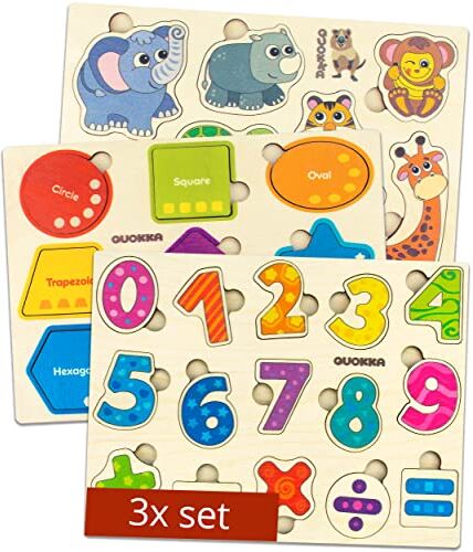 QUOKKA Puzzle Giochi Bambini  2 3 Anni Montessori Bimbo Giocattoli in Legno Regalo Educativi per Femmina e Maschietto 4 5 App educativa con 42 giochi puzzle in regalo