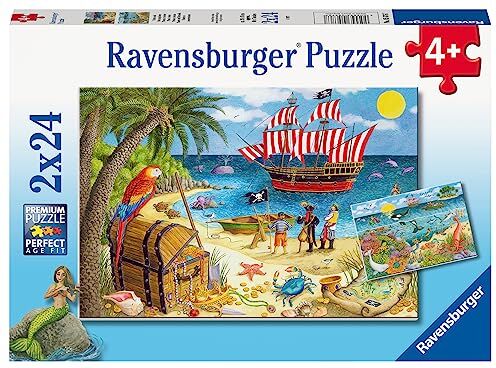 Ravensburger Puzzle Pirati e sirene, Collezione 2x24, 2 Puzzle da 24 Pezzi, Età Raccomandata 4+ Anni