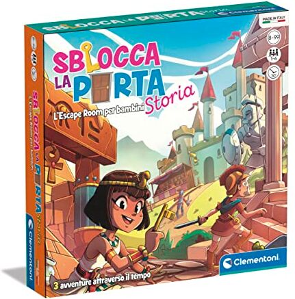 Clementoni - Sblocca la Porta Storia Tavolo Escape Room Bambini 8 Anni, Gioco di società, 1-6 Giocatori-Made in Italy, Colore,