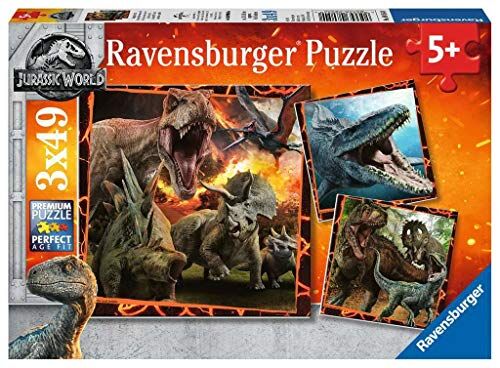 Ravensburger Jurassic Park/World Puzzle per Bambini, Multicolore, 3 x 49 Pezzi, 8054