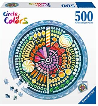 Ravensburger Puzzle Circolare Caramelle, Collezione Circle of Colors 500 Pezzi, Idea regalo, per Lei o Lui, Puzzle Adulti