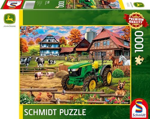 Schmidt Spiele John Deere: Bauernhof mit Traktor 5050E (1000 Teile)