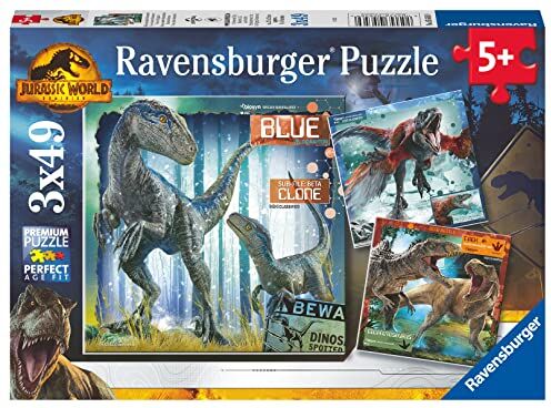 Ravensburger Jurassic World Dominion Jigsaw Puzzles for Kids Age 5 Years Up 3x 49 Pieces