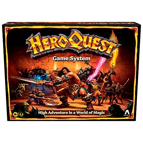 Monopoly Hasbro Gaming HeroQuest, gioco da tavolo Avalon Hill, con miniature, dungeon crawler stile fantasy, per età dai 14 anni in su, numero di giocatori: da 2 a 5