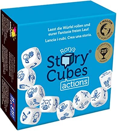 Asmodee Rory's Story Cubes Original Hangtab: Actions (Azzurro) Gioco da Tavolo di Fantasia e Narrazione, Lancia i Dadi e Inventa la tua Storia, 6+ Anni, Edizione in Italiano