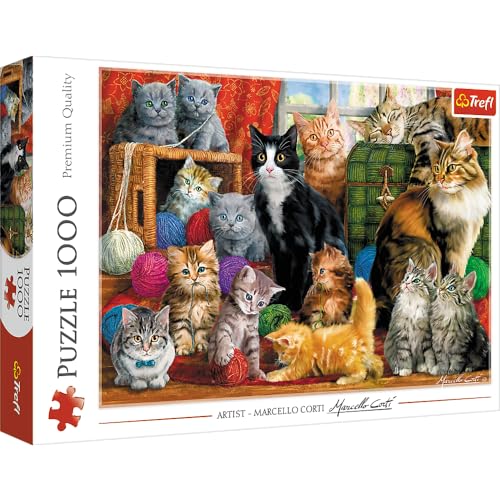 Trefl 1000 Teile, Premium Quality, für Erwachsene und Kinder ab 12 Jahren, Colore Puzzle Riunione di gatti, Katzentreffen, 10555