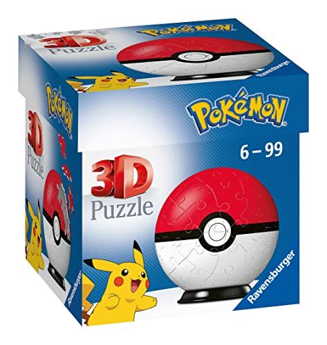 Ravensburger 3D Puzzle Pokémon Pokéball Classica Rossa, 54 Pezzi, 6+ Anni