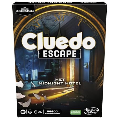 Hasbro Cluedo Escape: Il gioco da tavolo Midnight Hotel, una tantum Escape Room giochi per 1-6 giocatori, giochi polizieschi cooperativi (versione olandese)