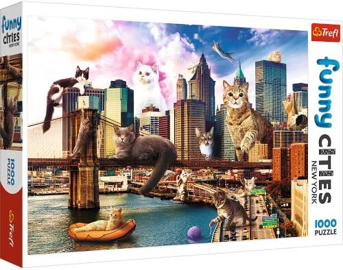 Trefl 1000 Elementi, Città Divertenti, Qualità Premium, per adulti e Bambini dai 12 anni Puzzle, Colore Gatti a New York, Pezzi,