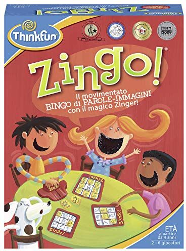 Ravensburger ThinkFun Zingo, la Divertentissima Tombola di Parole e Immagini, Gioco per Bambini 4+ Anni, 2-6 Giocatori, Versione Italiana,