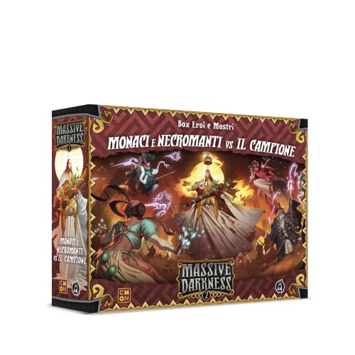 Asmodee Massive Darkness 2: Monaci e Necromanti vs Il Campione – Box Eroi e Mostri, Espansione Gioco da Tavolo, Edizione in Italiano