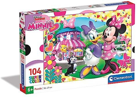 Clementoni - Minnie Minnie's Happy Helpers Supercolor Puzzle Maxi, Multicolore, 104 Pezzi,