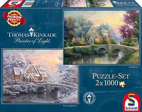 Kinkade, Thomas Thomas Kinkade, Winter in Lamplight Manour, Puzzle da 2 x 1000 Pezzi, Multicolore