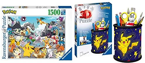 Ravensburger Puzzle, Puzzle 1500 Pezzi, Pokémon Classics, Puzzle Adulti, Jigsaw Puzzle, Stampa di Qualità, 167845 & 3D Puzzle 11257 9, Portapenne Pokemon, Età Raccomandata 6+, Puzzle