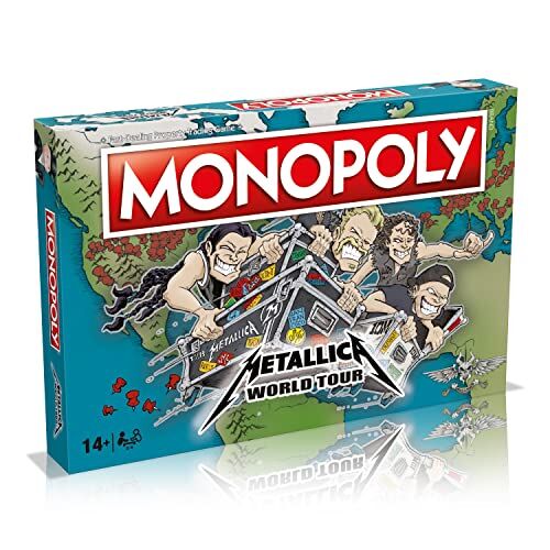 Winning Moves Metallica World Tour Monopoly Board Game, Tour in tutto il mondo tra cui San Paolo, Chicago e Quebec, Acquista proprietà con Metallic-bucks, è un ottimo regalo per i 14 anni più