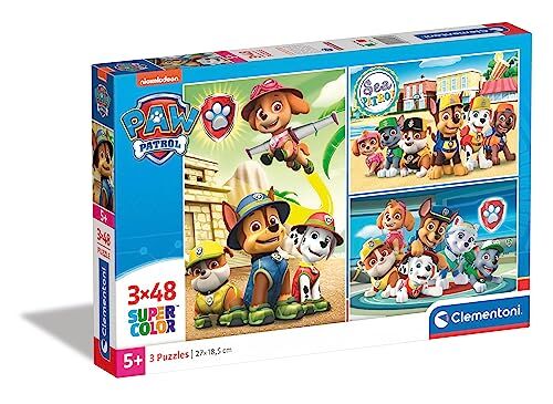 Clementoni Paw Patrol Supercolor Patrol-3x48 (3 48 pezzi) -Made in Italy, puzzle bambini 4 anni+, Multicolore, 579 gr,