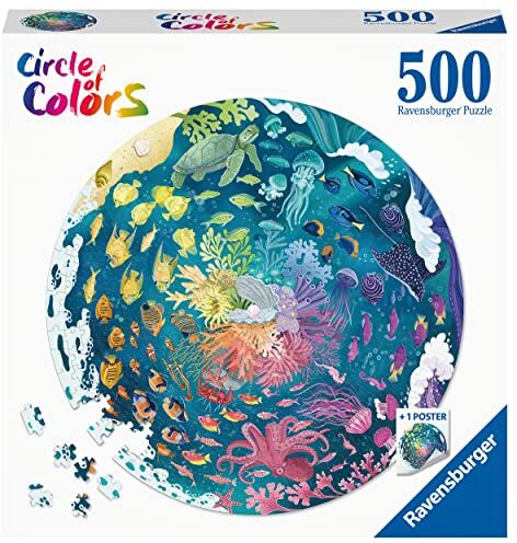 Ravensburger Puzzle Circolare Oceano, Collezione Circle of Colors 500 Pezzi, Idea regalo, per Lei o Lui, Puzzle Adulti