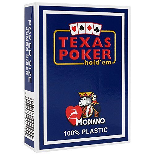 Modiano Blue Texas Hold'em Poker 100% Plastic Playing Cards, 2 Corner, Jumbo Index