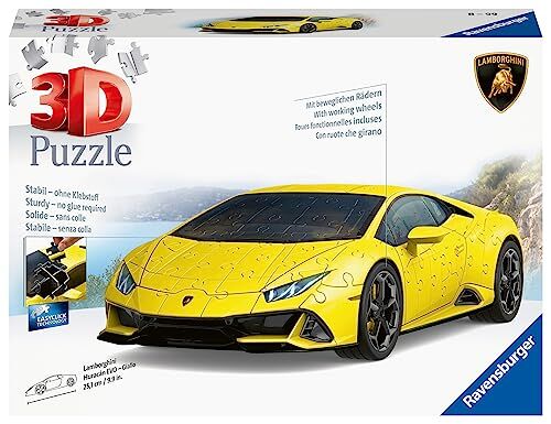 Ravensburger 3D Puzzle Lamborghini Huracán Evo Gialla, 108 Pezzi, 8+ Anni