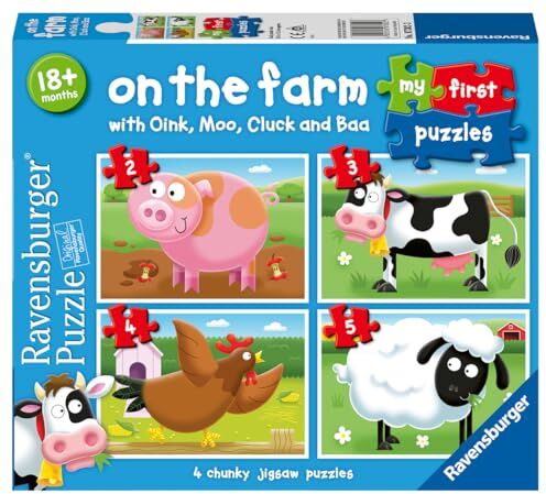 Ravensburger On The Farm, My First Jigsaw Puzzles (2, 3, 4 & 5 Piece) Educational Toys for Toddlers Age 18 Months And Up