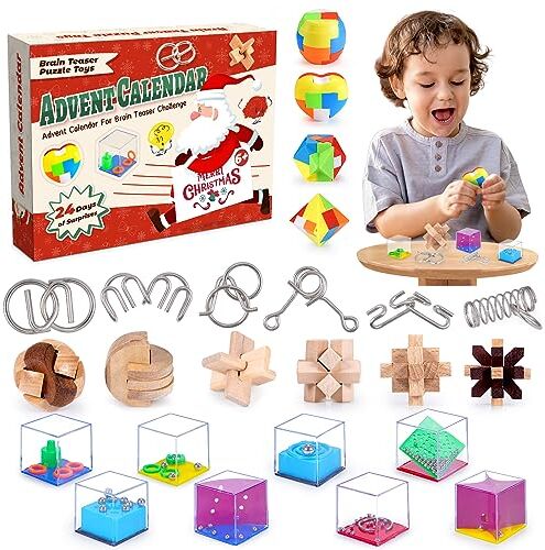 Gifitizi Calendario Avvento 2023, Regalo Bambino 4 5 6 7 8 9 Anni Puzzle in Filo di Metallo Puzzle Giocattoli Bambino 3-12 Anni Calendario Dell'avvento Regalo Bambina 3-12 Anni Gioco Bambino 3-10 Anni