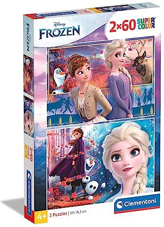 Clementoni Disney Frozen 2 Supercolor Frozen-2X60 (Include 60 Pezzi) Bambini 5 Anni, Puzzle Cartoni Animati-Made In Italy, Multicolore,