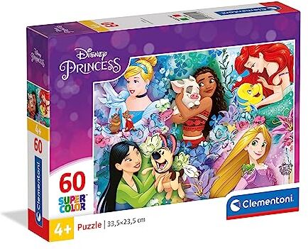 Clementoni Supercolor Puzzle Disney Princess 60 Pezzi Made In Italy Puzzle Bambini 4 Anni +