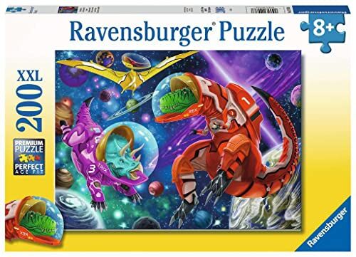 Ravensburger 8 Dinosauri spaziali, Puzzle 200 Pezzi XXL per Bambini, Età Raccomandata 8+