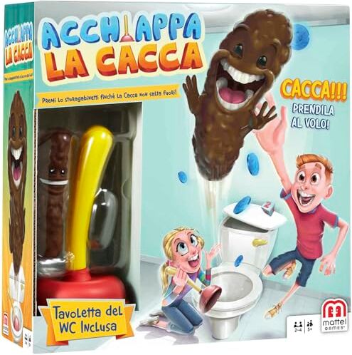 Mattel - Acchiappa la Cacca con Toilet Incluso, Gioco da Tavolo per Bambini 5 + Anni,