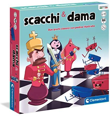 Clementoni - Gioco da Tavolo-Dama e Scacchi-(Versione in Italiano) -Made in Italy, 6 Anni+,