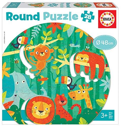 Educa Round Puzzle La Giungla. Puzzle Rotondo per Bambini. 28 pezzi. +3 anni. ()