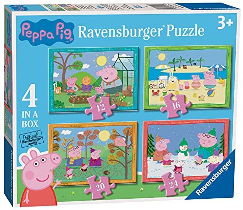 Ravensburger Puzzle Peppa Pig 4 Stagioni, Puzzle 4 in a Box, Età Consigliata 3+, Puzzle per Bambini, Stampa di Alta Qualità, 0 6