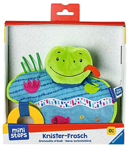Ravensburger ministeps 4156 Knister-Frosch, Schmusetuch mit Beißring und Knister-Geräusch, Baby Spielzeug ab 0 Monate