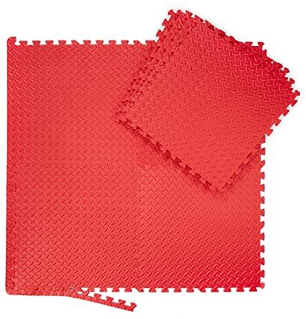 Relaxdays , rosso, Tappeto da Fitness a Puzzle, Prodotti per la Palestra, Tappetino con Bordo, EVA, Area 3 m², LxP: 60 x 60, Gioventù unisex, Set da 8x 16x bordi