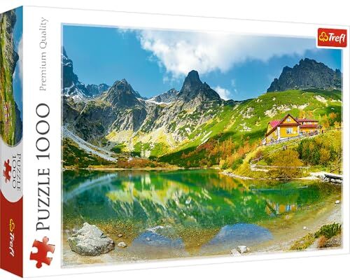 Trefl 1000 Elementi, paesaggio montano, vetta, bella vista, te, tempo libero creativo, regalo, divertimento, classici Puzzle, Colore Rifugio sopra lo stagno verde, Herberge am Grünen See, 10606