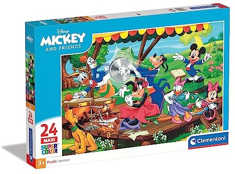 Clementoni Mickey Mouse Supercolor Disney and Friends-24 maxi pezzi-Made in Italy, puzzle bambini 3 anni+, Multicolore,