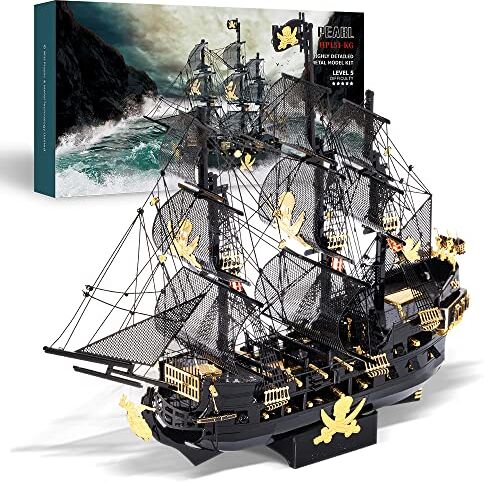 Piececool 3d Metal Puzzle Nave Pirata, Black Pearl 3D Puzzle Metallo per 340 Acciaio Inossidabile, 1:1 Ripristina, Regalo di Compleanno, modellismo da costruire adulti, 307 Pezzi