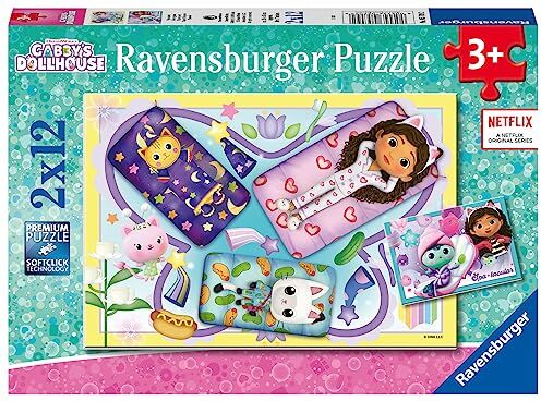 Ravensburger Puzzle Gabby's Dollhouse, Collezione 2x12, 2 Puzzle da 12 Pezzi, Età Raccomandata 3+ Anni