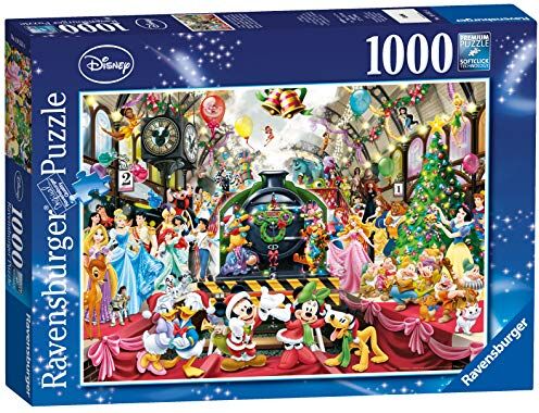 Ravensburger Puzzle Il treno di Natale Disney, 1000 Pezzi, Idea regalo, per Lei o Lui, Puzzle Adulti