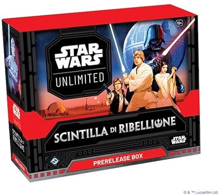 Asmodee Star Wars: Unlimited TCG Scintilla di Ribellione, PRERELEASE BOX, Inizia il tuo Viaggio Galattico! Include 6 Booster Pack, 12+ Anni, 2+ Giocatori, 20+ min., Edizione in Italiano