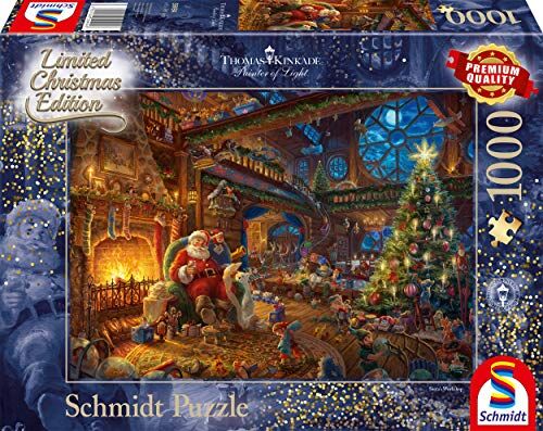Kinkade, Thomas Puzzle "Thomas Kinkade, Babbo Natale e i suoi gnomi", edizione limitata, 1000 pezzi, multicolore
