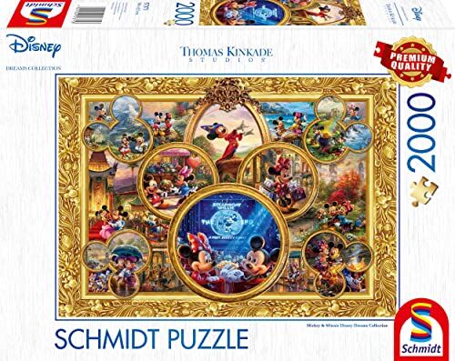 Schmidt Spiele 57371 Thomas Kinkade, Disneys Mickey & Minnie, Dream Collage 2, Puzzle da 2000 Pezzi, one Size