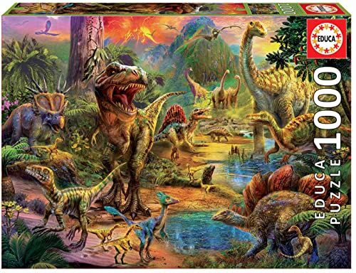 Educa Puzzle da 1000 pezzi per adulti   Terra di dinosauri. Dimensioni: 68 x 48 cm. Include la colla del puzzle FIX. Consigliato a partire dai 14 anni ()