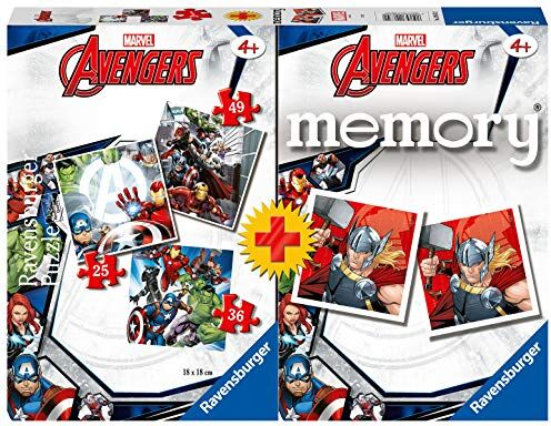 Ravensburger Avengers, Gioco di Memoria e Puzzle, 4+ anni, Colore Multicolore,  2