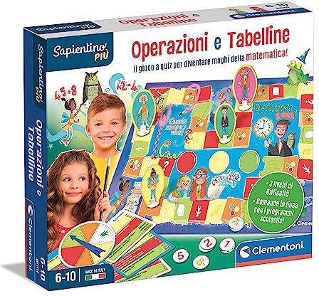 Clementoni Sapientino Più Aritmetica Divertente Gioco Educativo Per Bambini Dai 6 Anni Per Imparare I Numeri, Gioco Da Tavolo Sulle Operazioni E Tabelline, Made In Italy