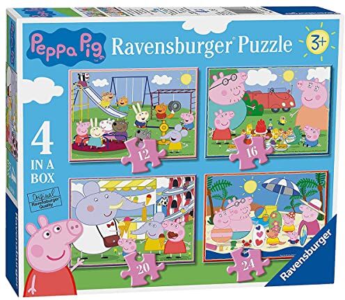 Ravensburger Puzzle Peppa Pig, Collezione 4 in a Box, 4 puzzle da 12-16-20-24 Pezzi, Età Raccomandata 3+ Anni